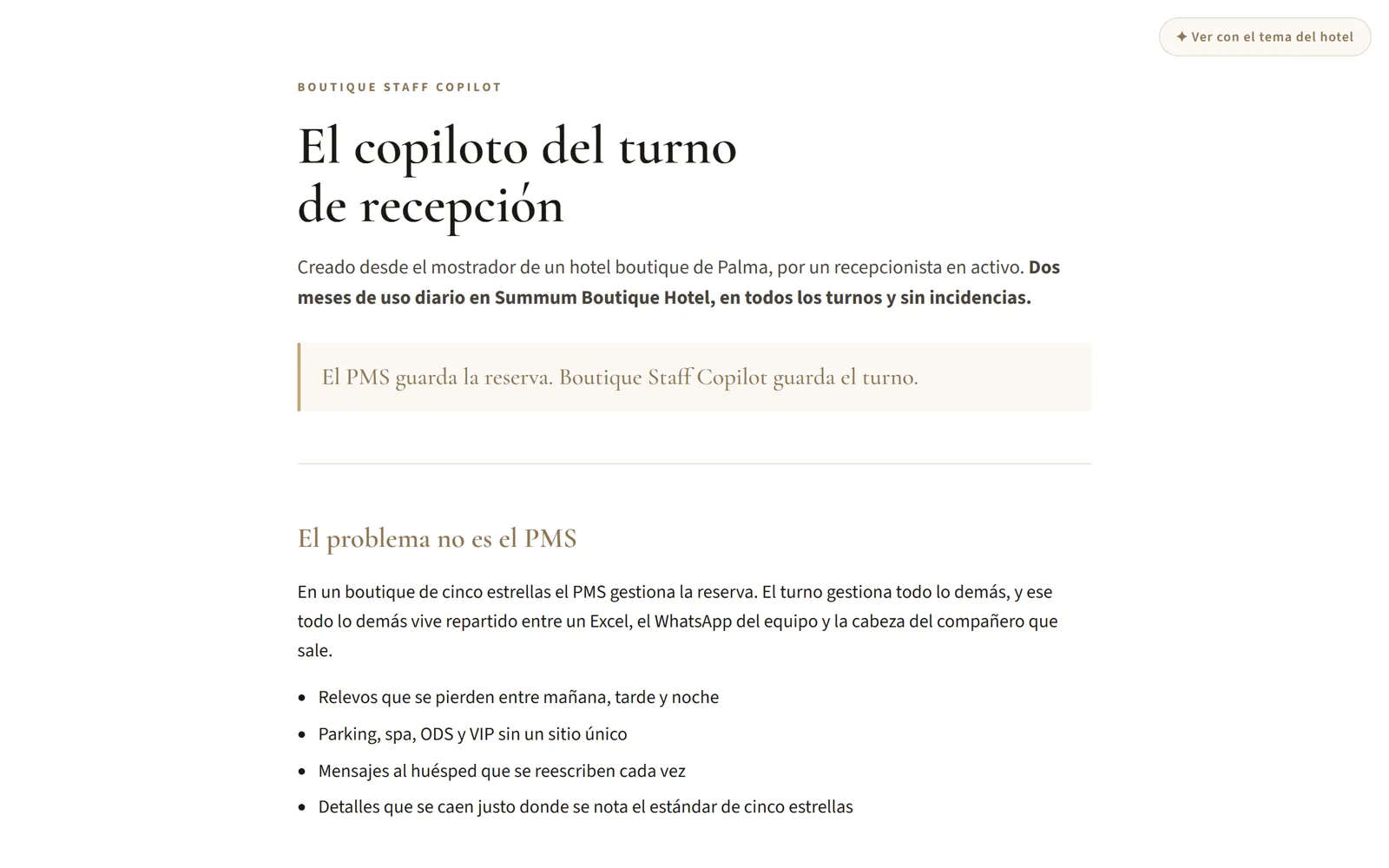 Boutique Staff Copilot: el copiloto del turno de recepción